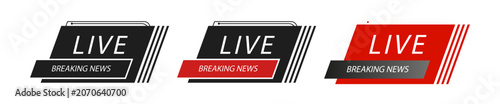 Fotografía Set of live breaking news banners and labels