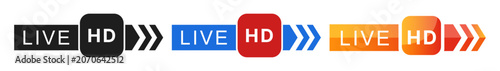 Fotografía Set of live broadcast HD icons with arrow symbols