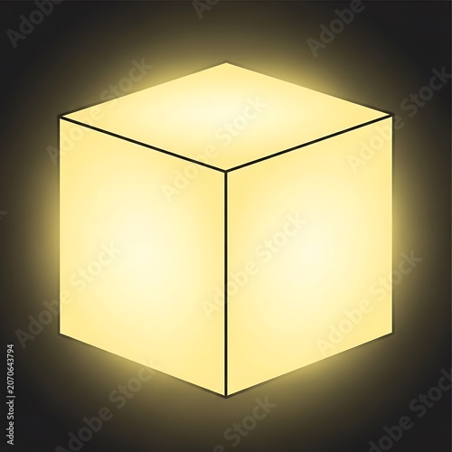 Minimalist geometric cube with soft golden gradient lighting.