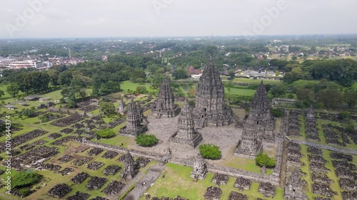 Iconic Prambanan Temple Complex from Above, Indonesia