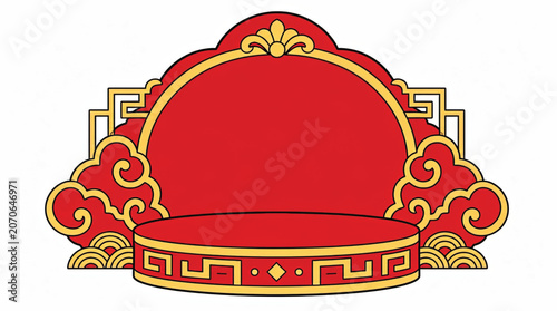 Red and Gold Decorative Chinese Chair.