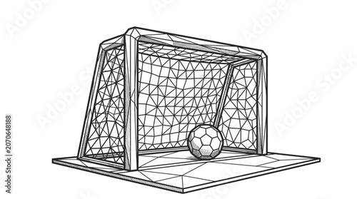 Obraz na plátně Soccer Goal with Ball Inside Net.