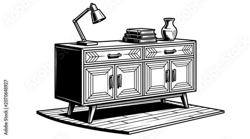 Tableau sur toile Vintage wooden sideboard furniture piece.