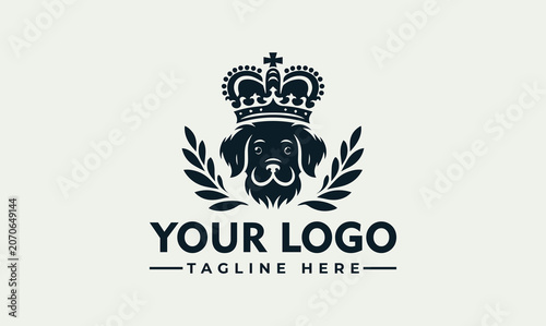 Canvastavla Regal Dog Head Crown Vector Logo Illustration for Professional Pet Business Bran