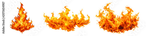 Obraz na plátně Collection of realistic fire flames isolated on white background, blazing fire e