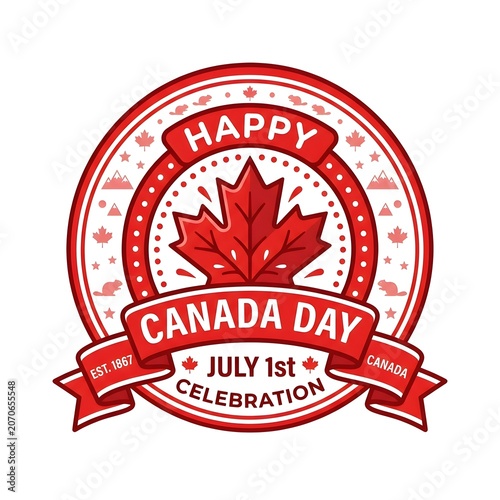 Happy Canada Day Celebration Emblem