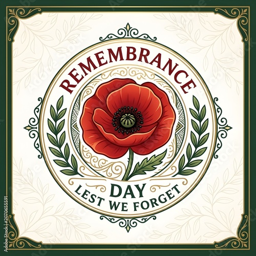 Remembrance Day Poppy Illustration with 