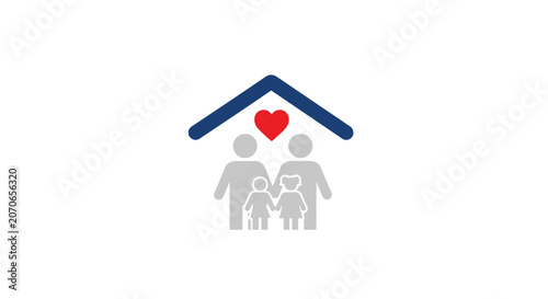 Family home with heart symbol.