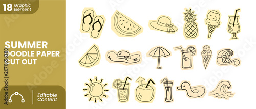 Summer Doodle Cut Out Element