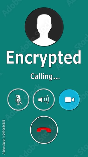 Secure encrypted incoming call interface animation with answer and decline controls, privacy focused mobile communication screen on dark smartphone background . 4k animation video.