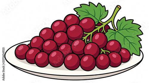 Fresh Red Grapes on Plate.
