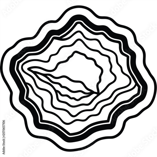 Abstract flowing organic wavy layers black and white graphic design