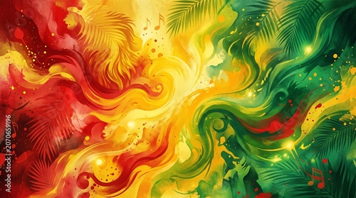 Red Yellow Green Abstract Reggae Background Vector for International Reggae Day Celebration