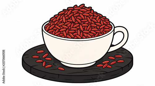 Goji berries in a white cup.