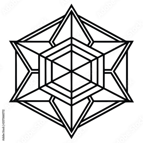 Abstract geometric star shape line art symbol with geometric abstract ornament