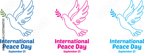 Fotografija International peace day dove with olive branch graphic for september 21st observ
