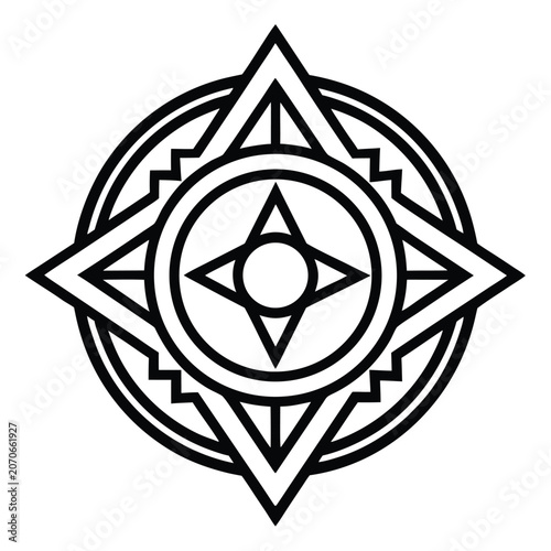 Abstract geometric star mandala linear symbol with geometric abstract ornament