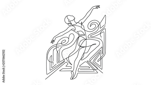 A line drawing of a dancing woman.