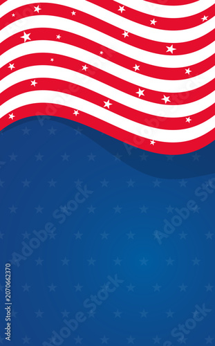 Patriotic American Flag Background with Wavy Stripes and Stars