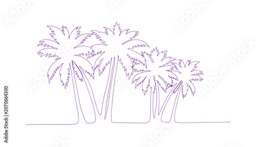 Minimalist coconut palm tree artwork created with a single flowing line.