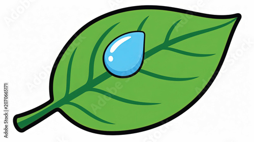 Green leaf with single water drop.
