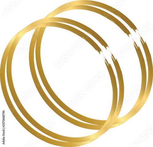 Golden rings vector set with abstract luxury brush stroke style for branding