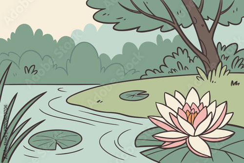 water lilies in the pond