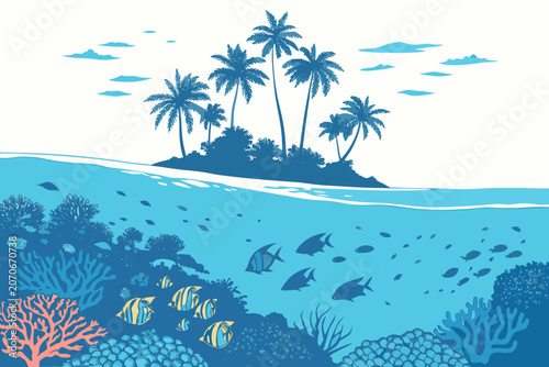 tropical beach with palm trees