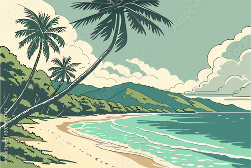 tropical island with palm trees
