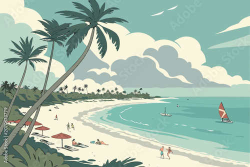 vector illustration of a tropical beach