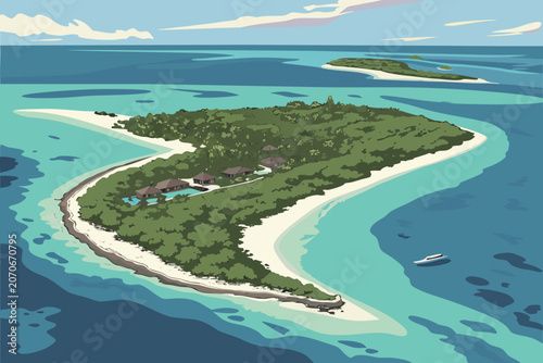 aerial view of tropical island