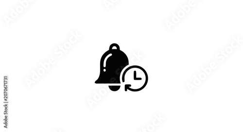 Photography Alarm clock bell with timer symbol.