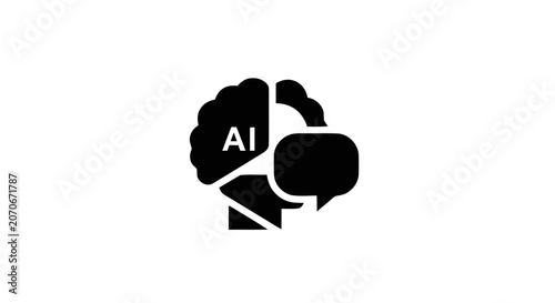 Artificial Intelligence Brain Chatbot Logo.