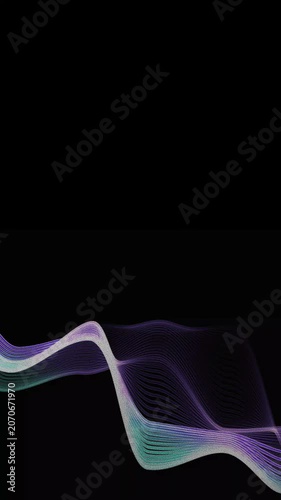 Retro Neon Wave Spectrum Motion Background with Purple Green Audio Visualizer at Bottom for Mobile Content, Social Media Stories, Streaming Overlay, Music Promotion and Digital Display 