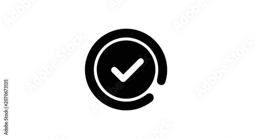 Canvastavla Black and white check mark icon.