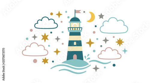 Enchanting Scene with Stars and Clouds Over Ocean Waves