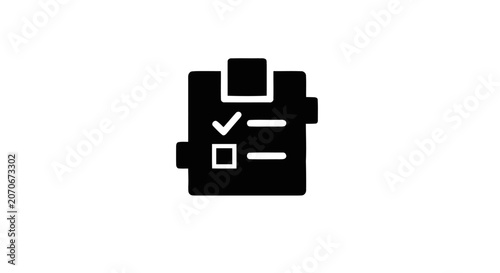 Black and white clipboard icon.