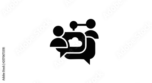 Black and white communication icon symbol.