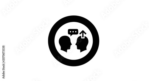 Black and white communication symbol icon.