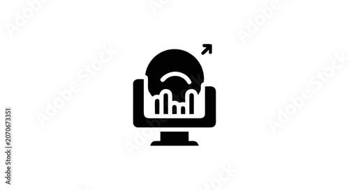 Black and white computer screen icon.