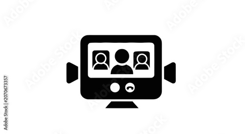 Black and white computer screen icon.