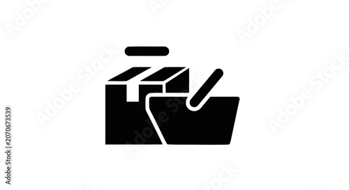 Black and white delivery box icon.