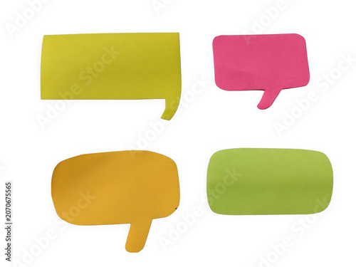 Colorful speech bubbles in different shapes for communication and chat messages isolated on transparent background