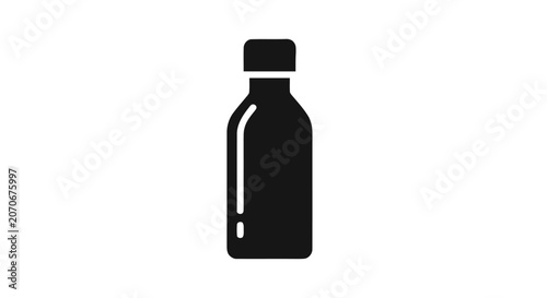 Black bottle with a cap.
