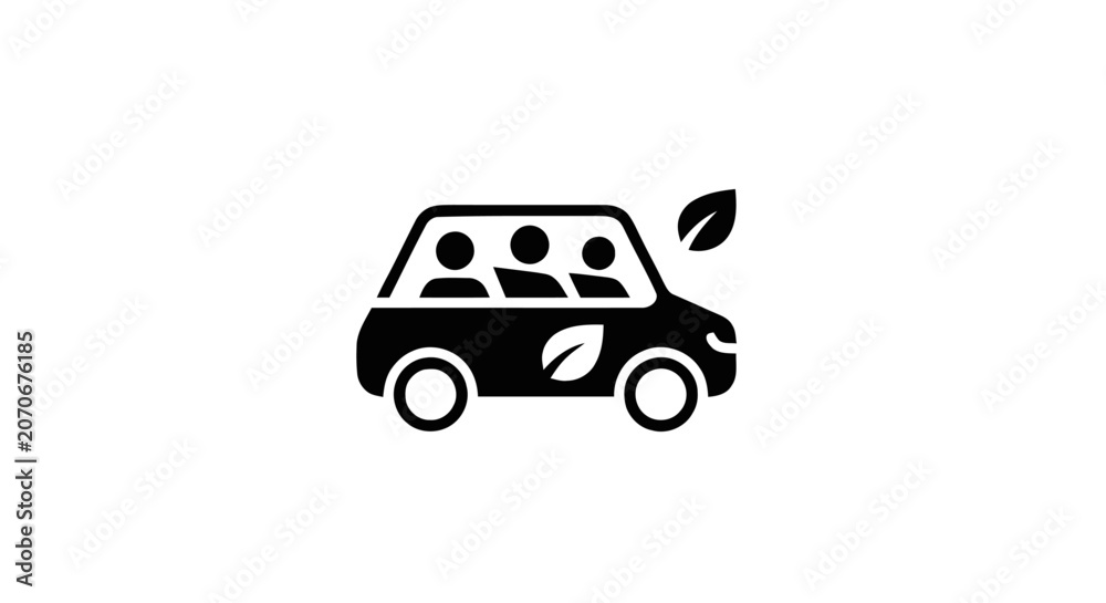 Fototapeta premium Black car with leaf symbol.