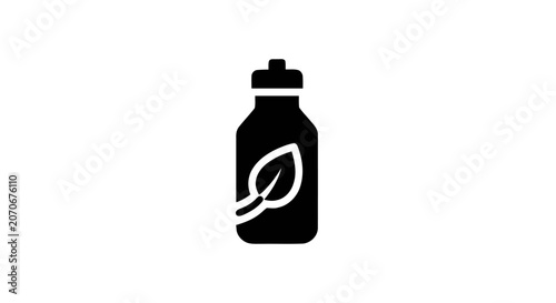 Black bottle with leaf logo.