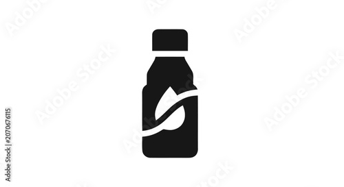 Black bottle with leaf logo.