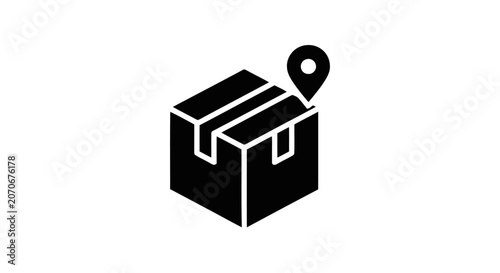 Black Box with Location Pin Icon.