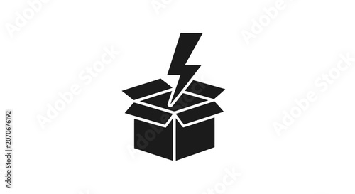Black box with lightning coming out.