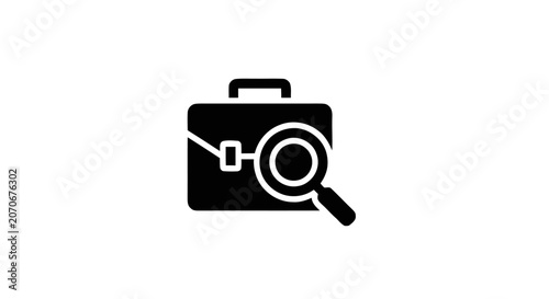 Black briefcase with magnifying glass icon.
